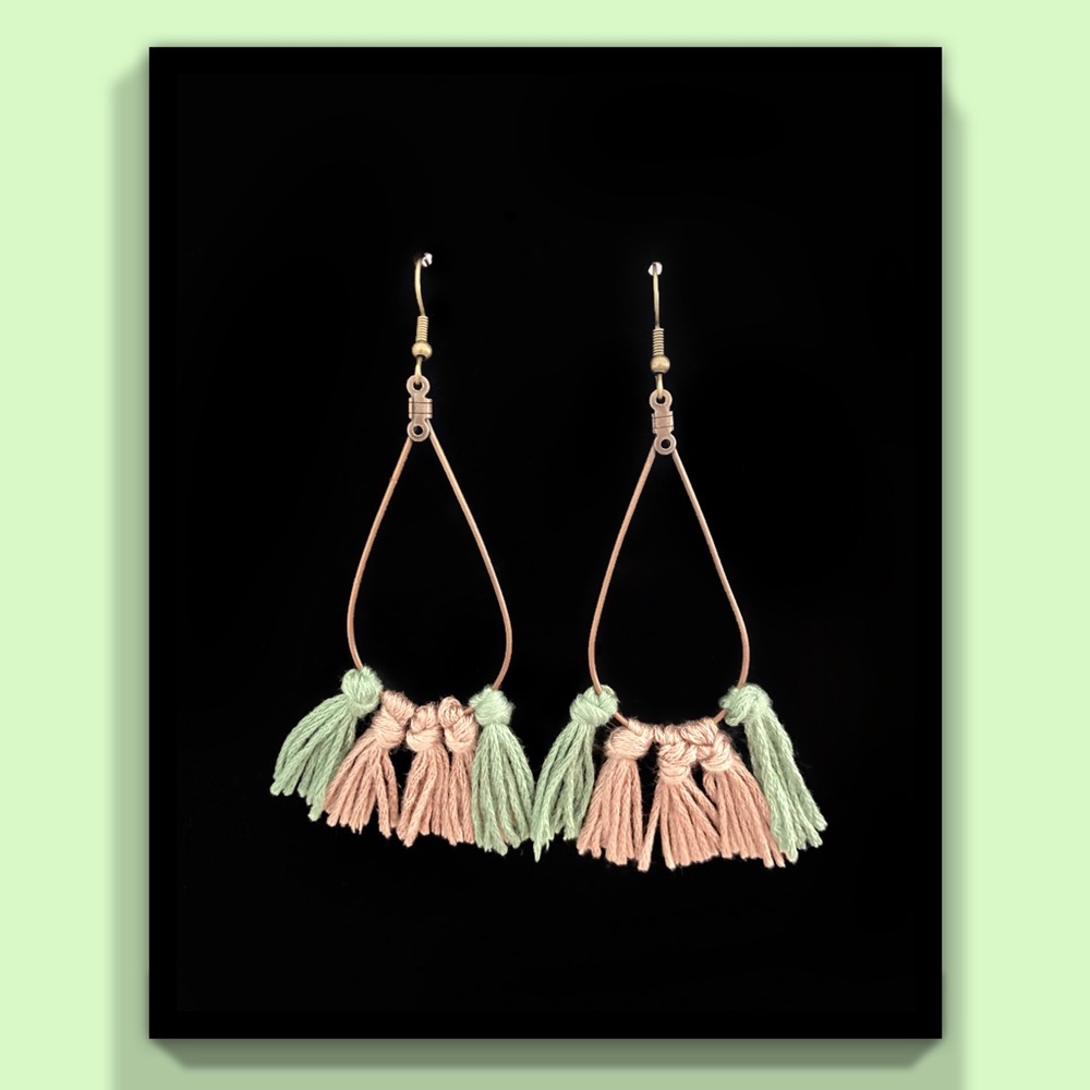 Mint & Blush Fringe Earrings
